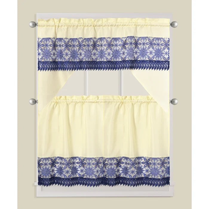 Paula 3 Piece Kitchen Curtain Set