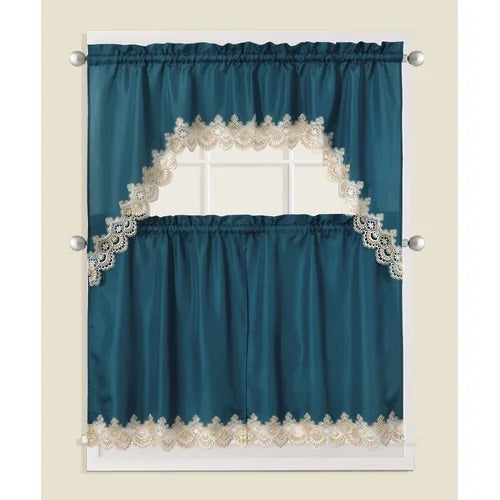 Clara 3 Piece Kitchen Curtain Set