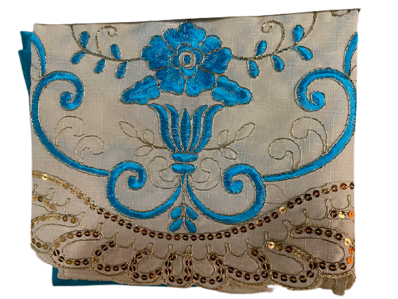 Jerusalem Embroidered Hand Craved 3 Piece Kitchen Curtain Set