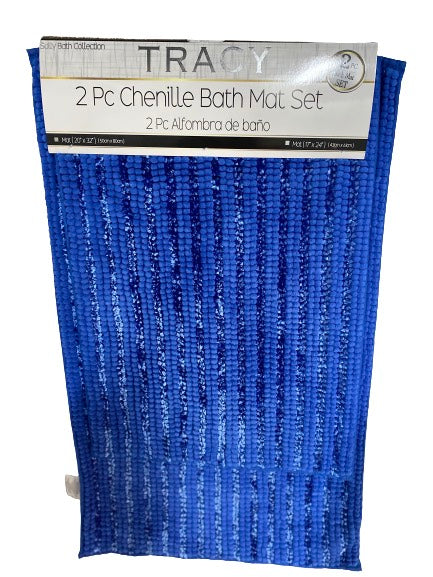 2 Pc Chenille Bath Mat Set