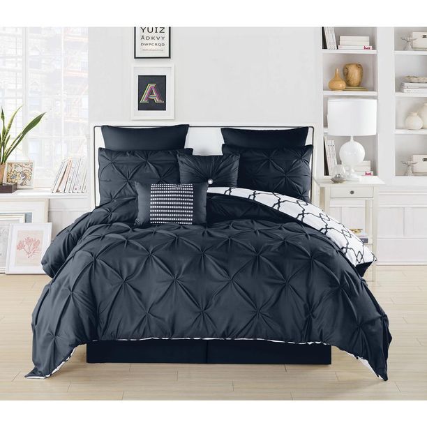 Zoey Reversible Pintuck 5 Piece Comforter Set